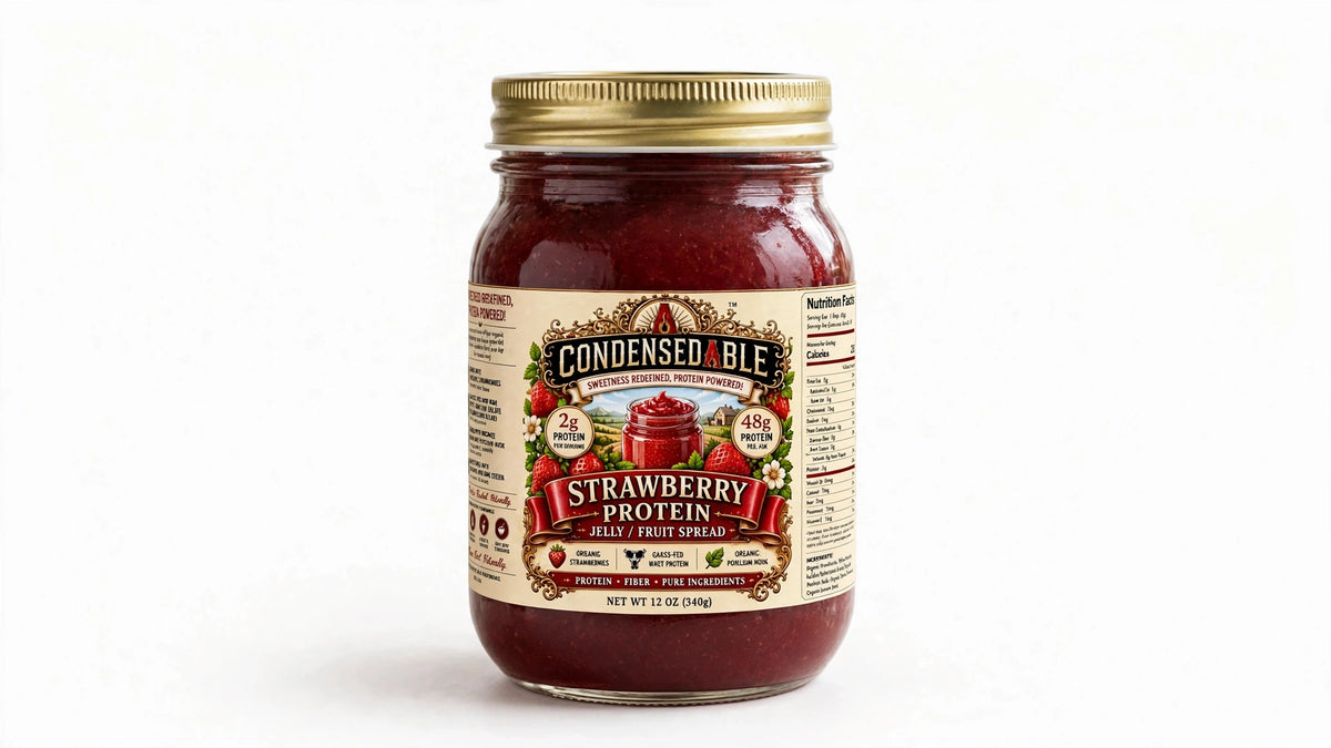 CONDENSEDABLE™ Strawberry Protein Jelly / Fruit Spread 12oz. (In Glass Jar)