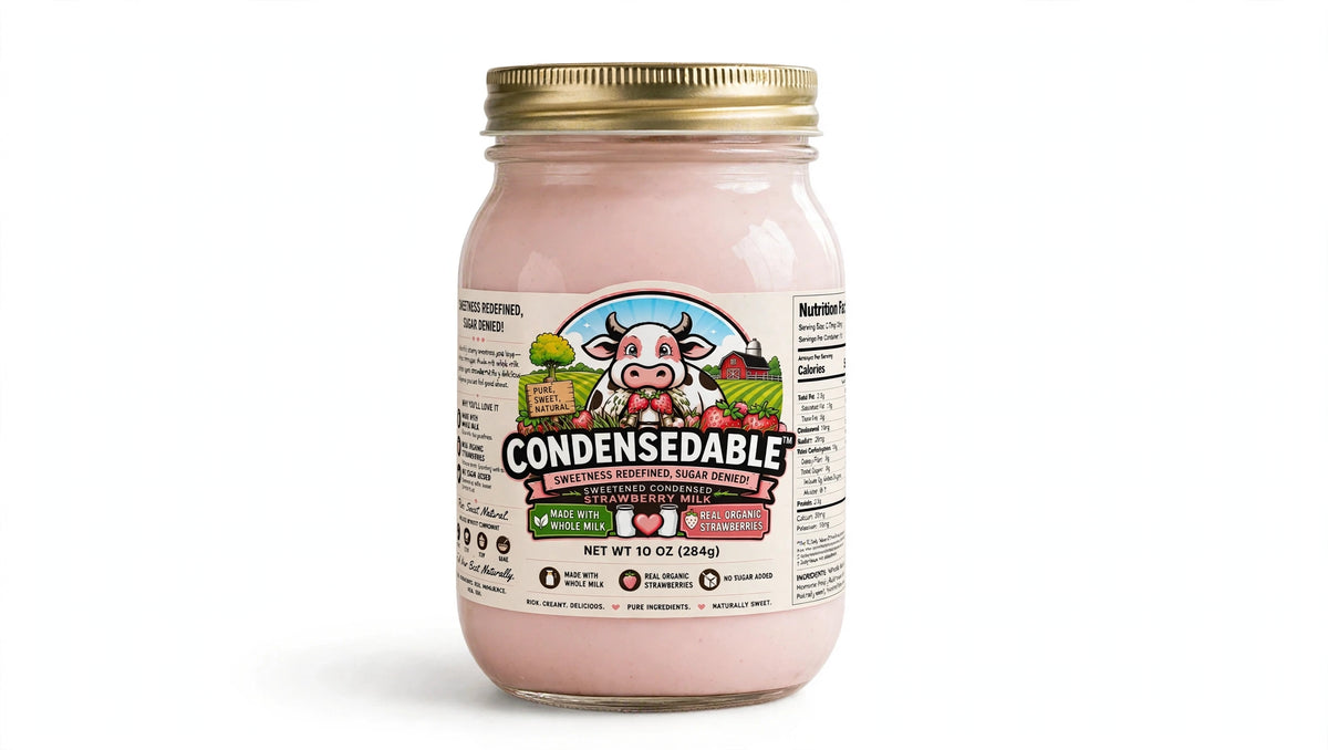 Condensedable™ Sweetened Condensed Strawberry Milk 10oz. (In Glass Jar)