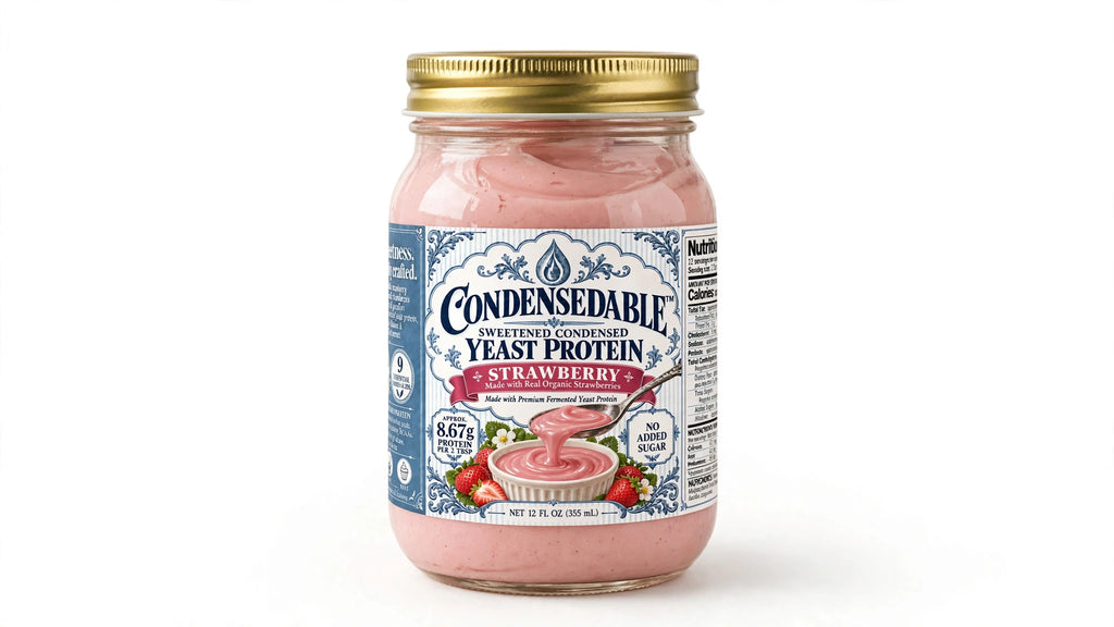🍓 CONDENSEDABLE™ Sweetened Condensed Strawberry Yeast Protein 12oz. (In Glass Jar)