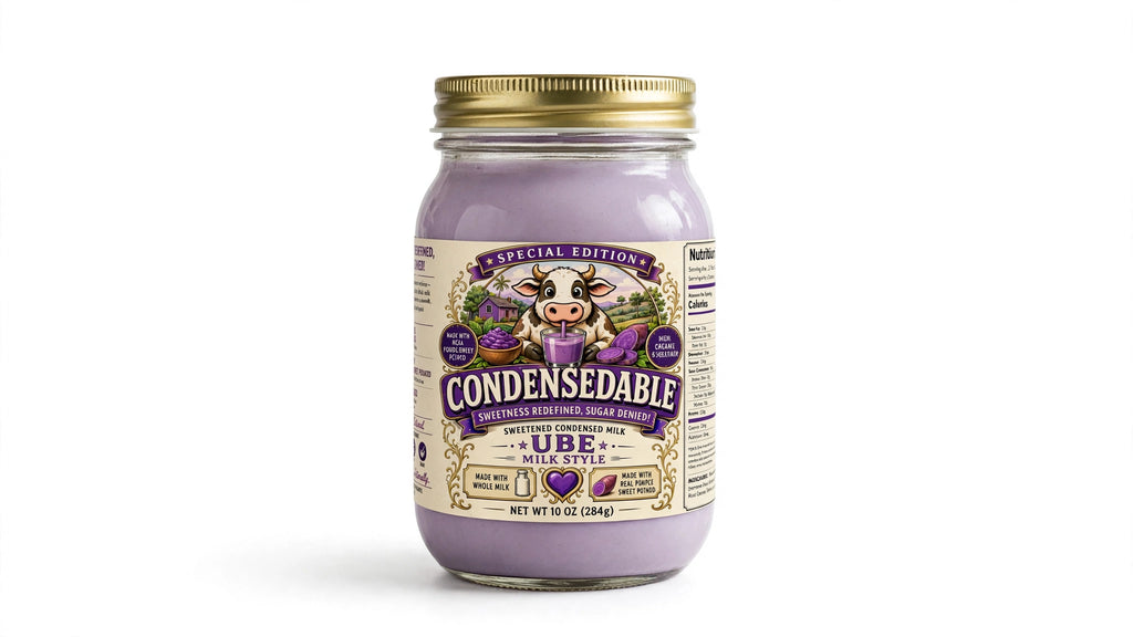CONDENSEDABLE™ Special Edition Sweetened Condensed Milk – Ube Milk Style 10oz. (In Glass Jar)
