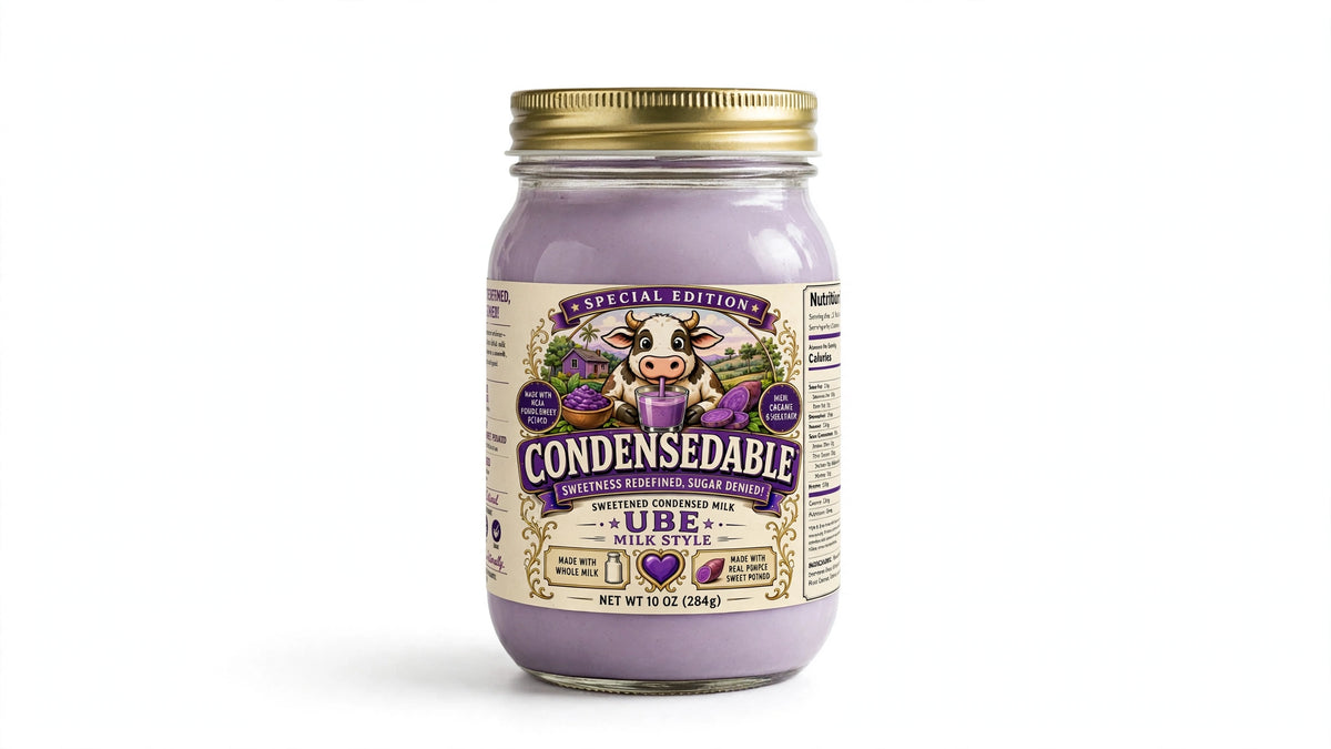 CONDENSEDABLE™ Special Edition Sweetened Condensed Milk – Ube Milk Style 10oz. (In Glass Jar)