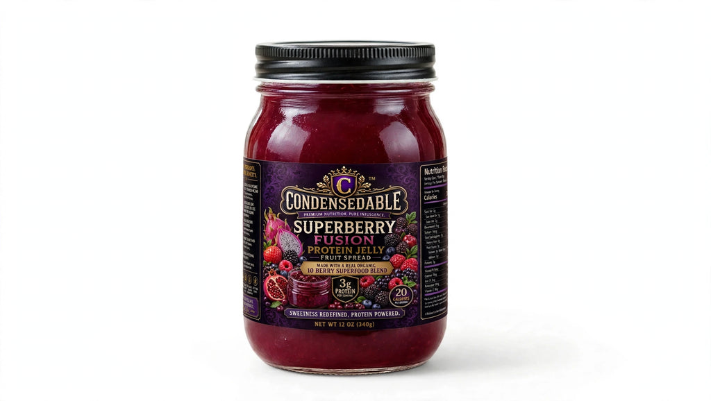 CONDENSEDABLE™ Superberry Fusion Protein Jelly Fruit Spread 12oz. (In Glass Jar)