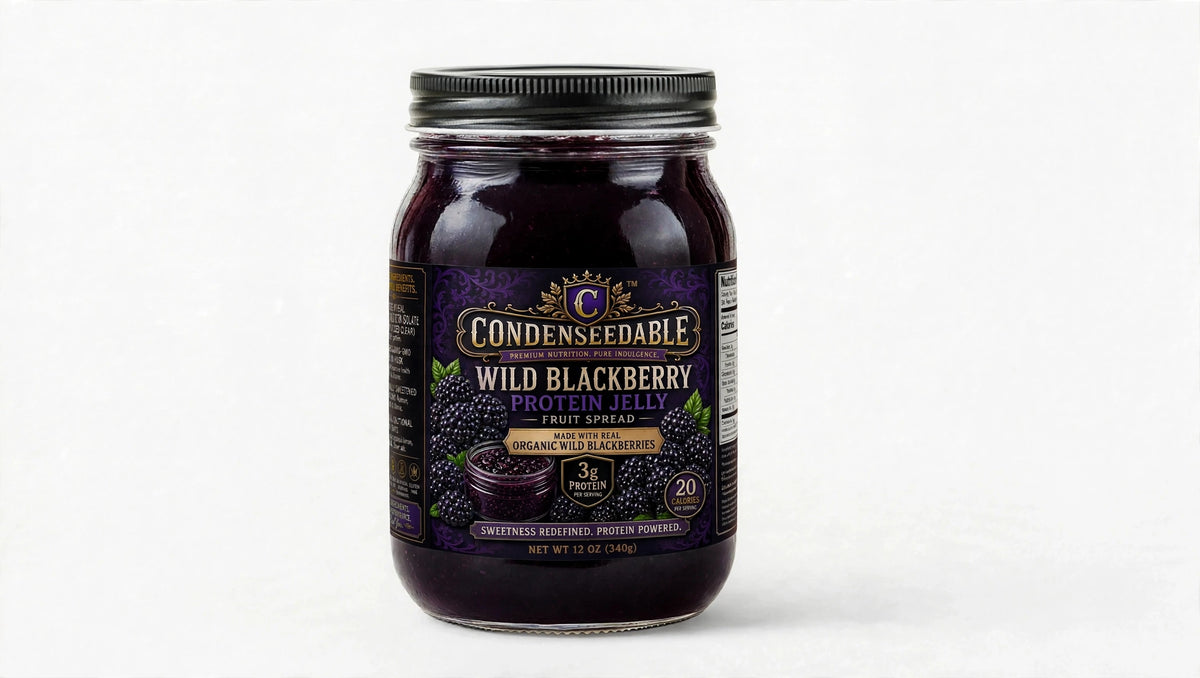 CONDENSEDABLE™ Wild Blackberry Protein Jelly Fruit Spread 12oz. (In Glass Jar)